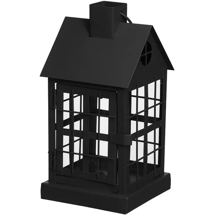 Metallinen talolyhty 25 cm musta - Lyhdyt - 6410416506777 - 1