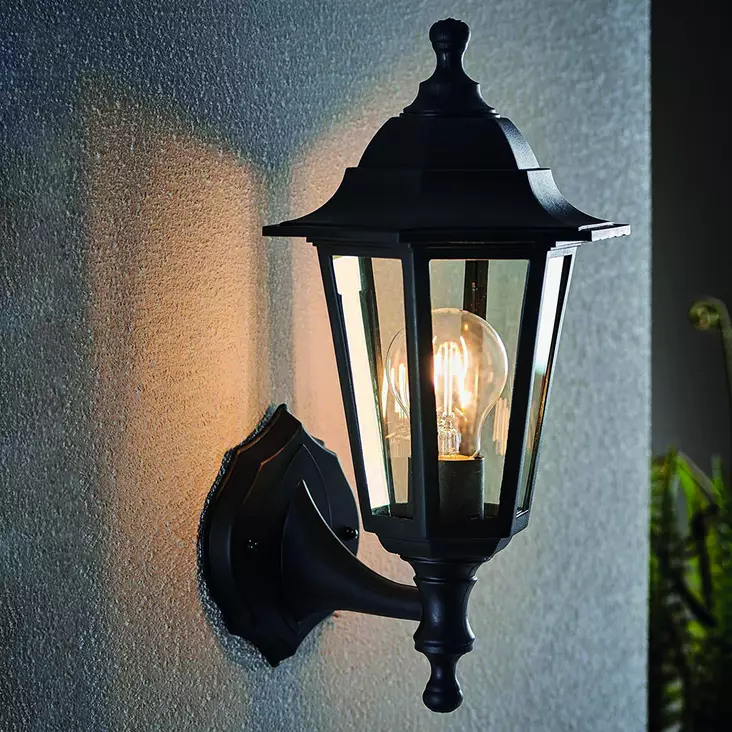 musta lyhtyvalo alakiinnityksellä, seinävalaisin lyhty - Ulkoseinävalaisimet ja terassivalot - 6430028860647 - 1