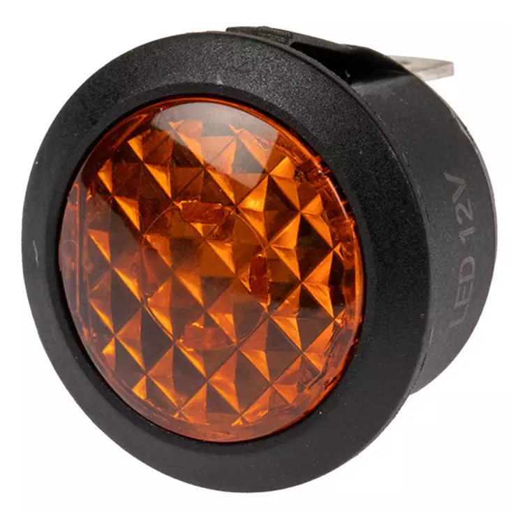 Keltainen led merkkivalo 12 v mustalla pyöreällä rungolla - Auton mittarit ja tarvikkeet - 6438255112157 - 1