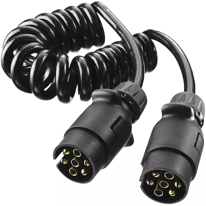 peräkärryn pistoke 2,5m spiraalijohto, 7-napainen - Peräkärryn sähkötarvikkeet - 6438168105437 - 1