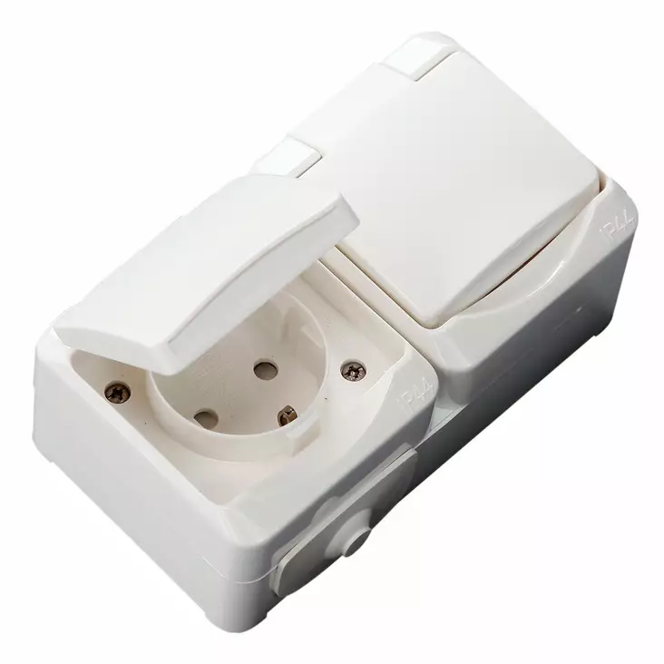 pistorasia edc 2-osainen roiskevesitiivis pinta-asennukseen - Pistorasiat  - 6438140942227 - 1