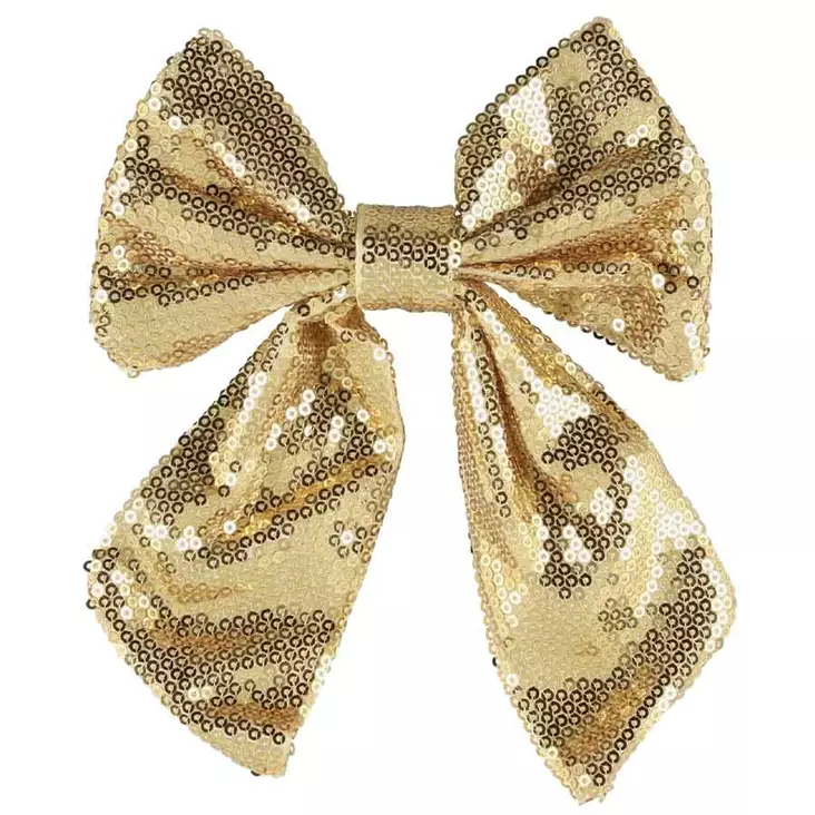 Rusetti 14x18cm kulta paljettirusetti koriste - Kuusenkoristeet - 6410416576237 - 1