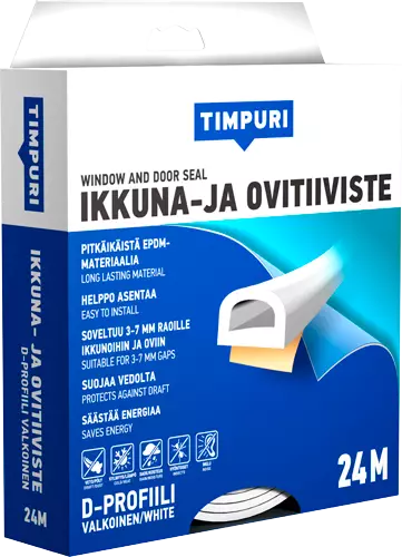 Tiivistenauha D 24m valkoinen - Tiivisteet ja tiivistenauhat - 6418091706437 - 1