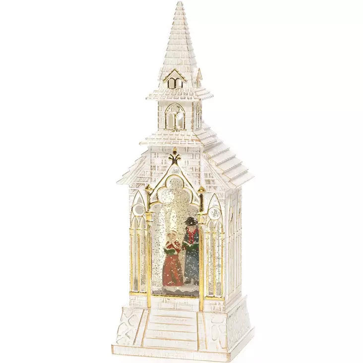 Konstsmide led joulukirkko valkoinen 33 cm - Pöytävalokoristeet - 7318304366207 - 1