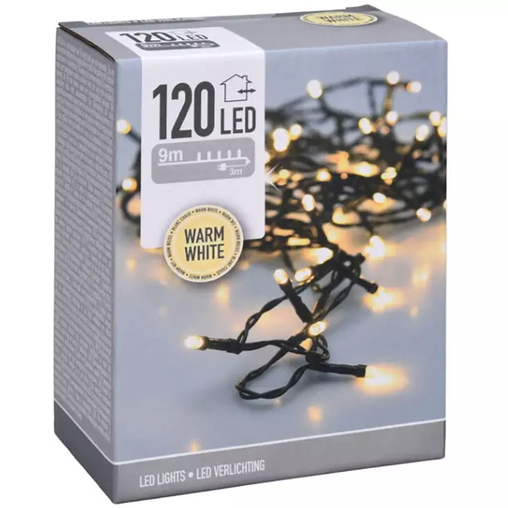 Led valosarja 120 lämmin valkoinen - Valoketjut ulko- ja sisäkäyttöön - 8719202259117 - 1