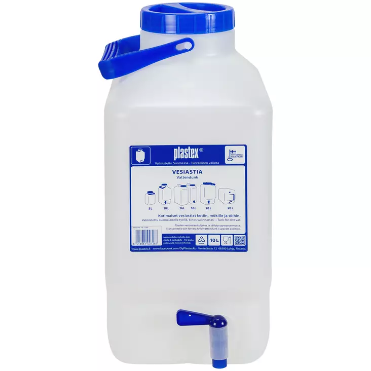 Vesikanisteri hanalla 10L iso kahva - Vesikanisterit ja ämpärit - 6416061007287 - 4