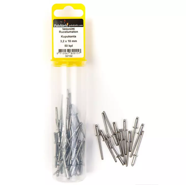 Vetoniitti kupukannalla 3,2x10mm - Sinkilät ja niitit - 8712067820157 - 1