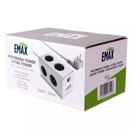 Tuotepakkaus pistorasia tower emax - Pistorasiat - 6418536035108 - 2