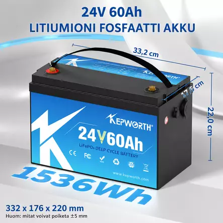 Lifepoakku 24v 60ah kepworth - LifePO4-akut - 6438471351118 - 2