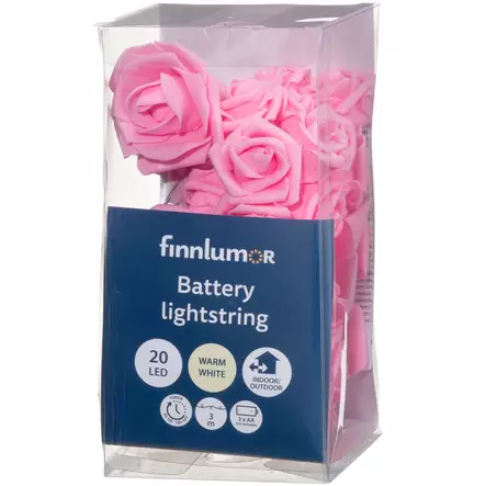 Paristovalosarja ruusu 20 led pinkki - Paristovalosarjat - 6410416419268 - 2