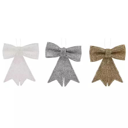 Glitteriset ripustettavat rusetit - Joulukoristeet - 8719987904288 - 1