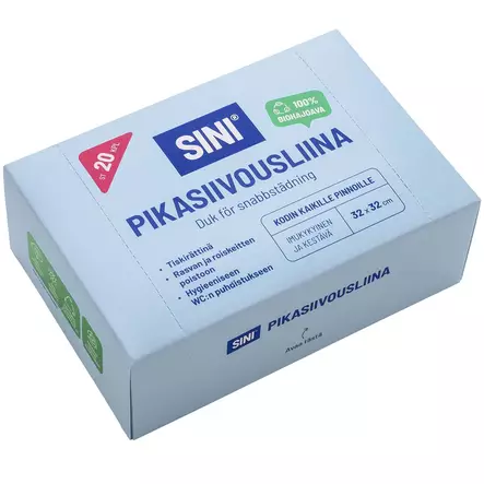 Sini pikasiivousliina 20kpl pakkaus kuiva kertakäyttöinen siivousliina sopii tiskirätiksi keittiöön tai wcn puhdistukseen - Puhdistusliinat ja pesusienet - 6423809037468 - 1