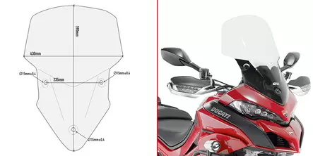 Spoileripleksi Givi 59x43cm Multistrada 1200 - Moottoripyörän tuulisuojat ja visiirit - 8019606195548 - 2