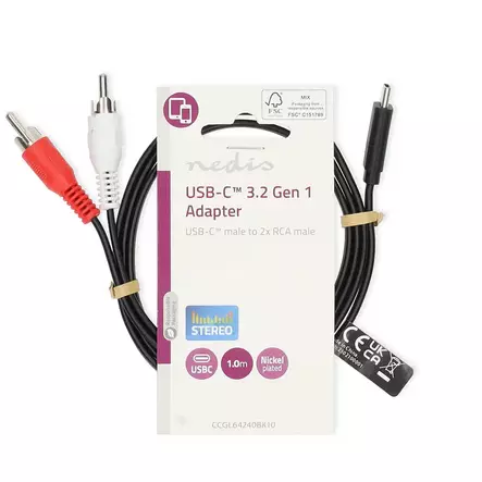 Audiokaapeli 1m rca johto - Liittimet, adapterit ja telakointiasemat - 5412810438358 - 2