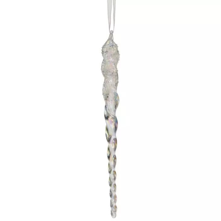 Weiste kuusenkoriste lasikierre jääpuikko 15cm irisoiva kirkas - Kuusenkoristeet - 6412740136088 - 1