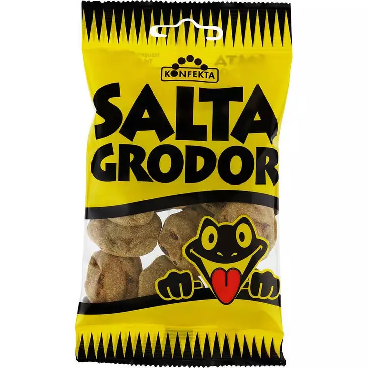 Suolaiset salmiakkisammakot 65 g - Karkkipussit - 7392257031658 - 1