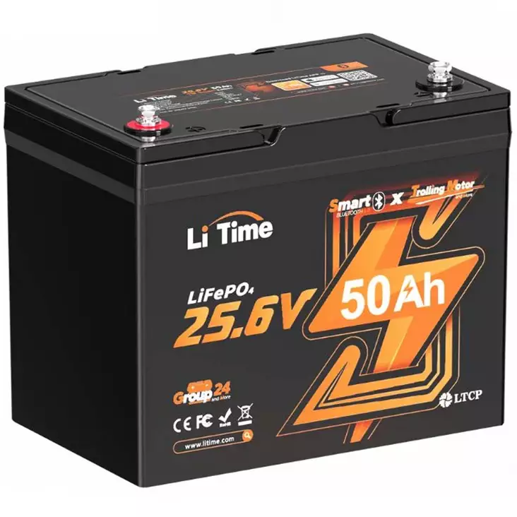 Litime lifepo4 24v 50ah bluetooth akku etunäkymä, litime logo näkyvissä - LifePO4-akut - 6438471350098 - 1