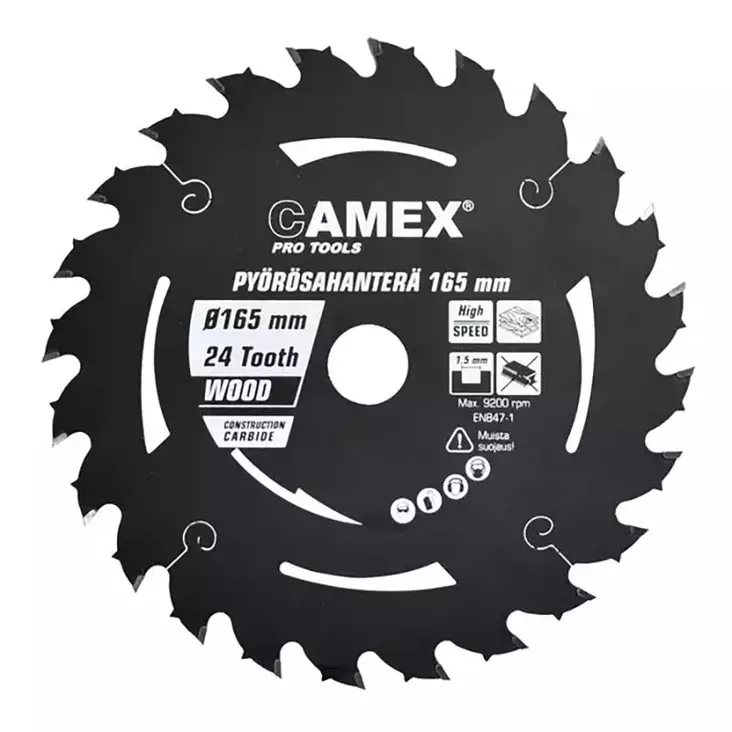 Camex pyörösahanterä pro 165x20 mm 24t akkupyörösahoille - Kuviosahanterät - 6438152037218 - 1