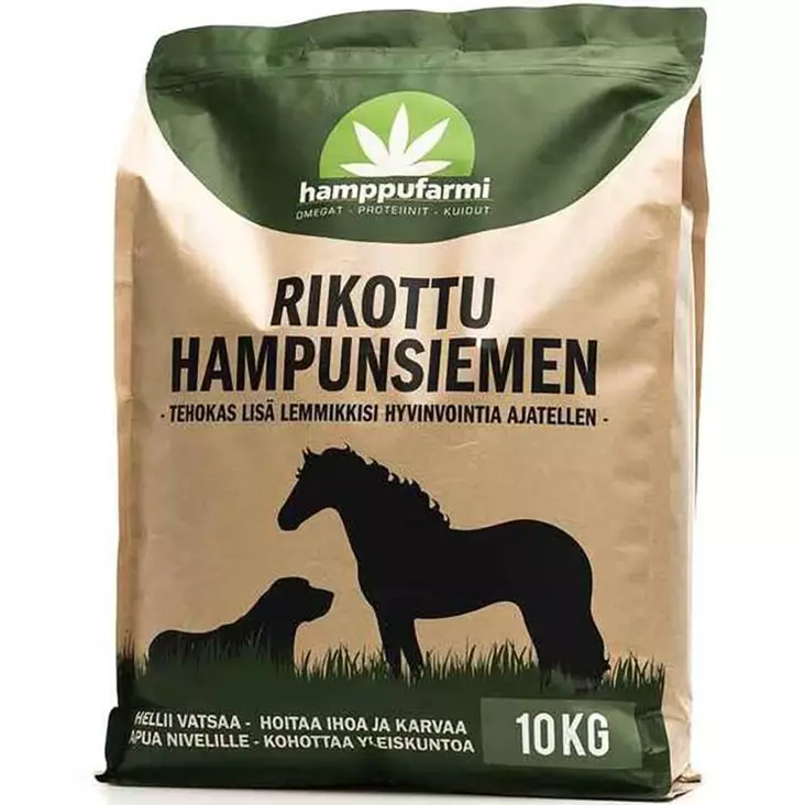 Hamppufarmin rikottu hampunsiemen hevosille 10 kg säkissä - Hevosen rehut - 6430051641428 - 1