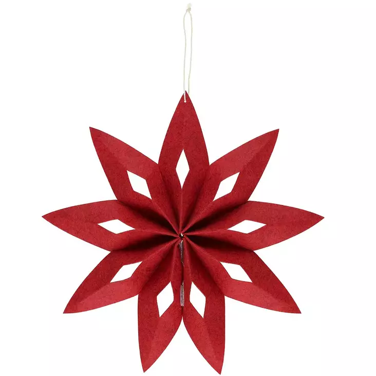 Punainen huopatähti 32 cm on kaunis joulukoriste - Joulukoristeet - 6410416510118 - 1