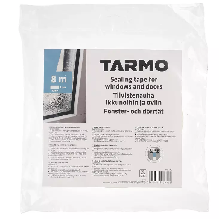Ikkuna ja ovitiiviste 8m tarmo - Tiivisteet ja tiivistenauhat - 6410412168368 - 1