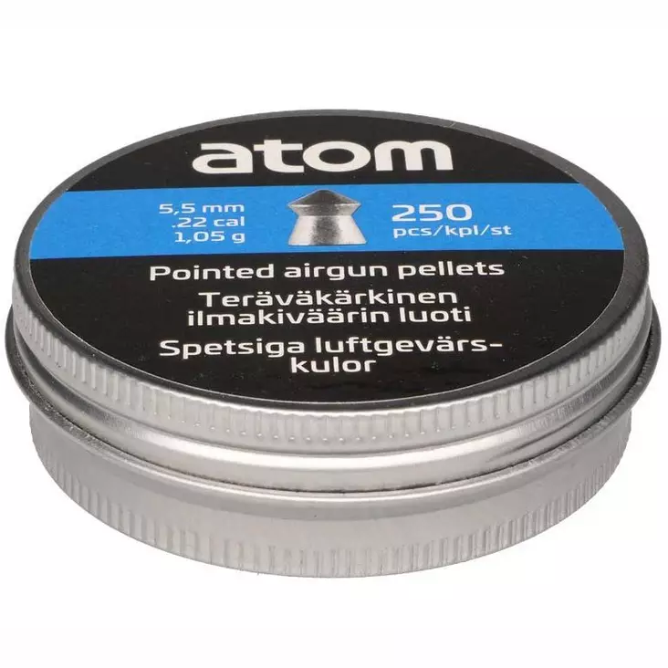 Ilmakiväärin luoti terävä 5,5mm 250kpl - Ilmakiväärin luodit 5,5mm ja 6,35mm - 6410416357218 - 1
