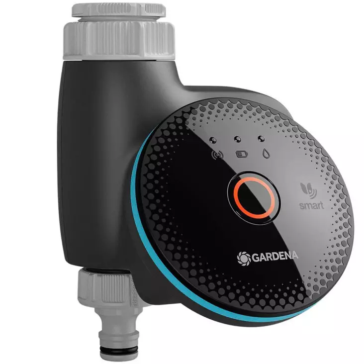 Gardena cleverroll l easy 19mm letkuvaunu etunäkymä, alumiiniaisa ja tukijalka näkyvissä - Puutarhan hanat, ajastimet ja jakajat - 4066407028128 - 1