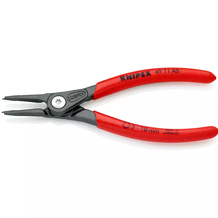 Knipex 49 11 a0 ulkorengaspihti 140mm etunäkymä, hoikka pihtipää näkyvissä - Lukkopihdit ja lukkorengaspihdit - 4003773048718 - 1