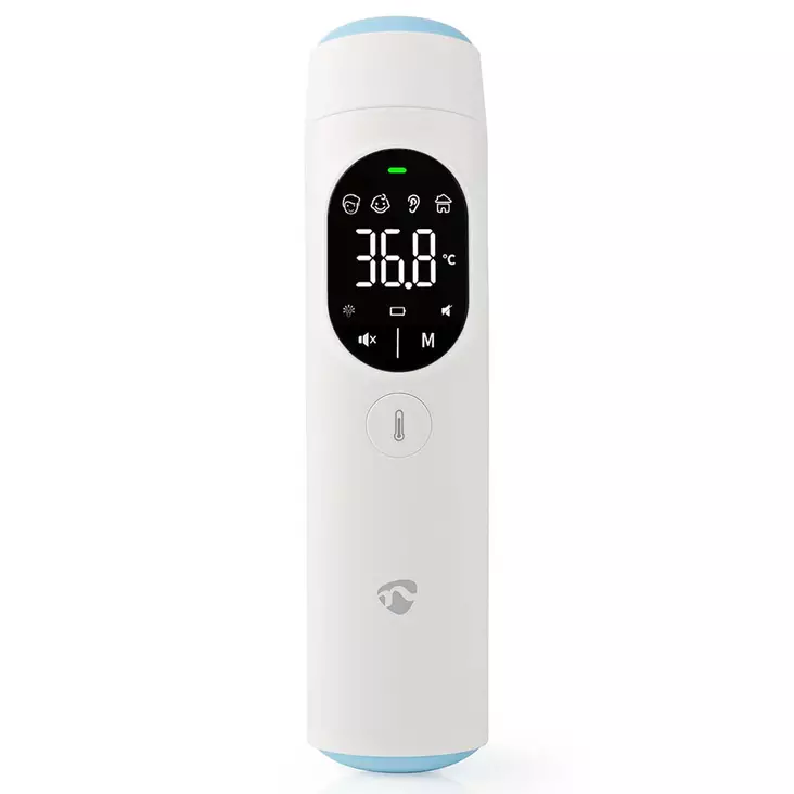Nedis smartlife valkoinen infrapunakuumemittari, kuvattu edestä led näyttö näkyvissä - Kodin älylaitteet SmartLife - 5412810418398 - 1