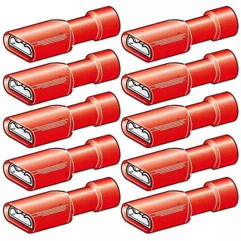 suojattu lattaliitin 6,3mm 10kpl punainen - Abikot - 6438255200038 - 1