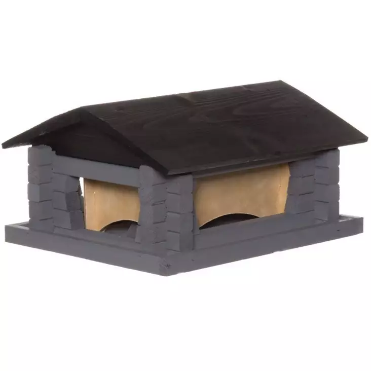 Hortex lintulauta hirsiaitta harmaa pihalle - Lintulaudat, pöntöt ja hyönteishotellit - 6430040629208 - 1