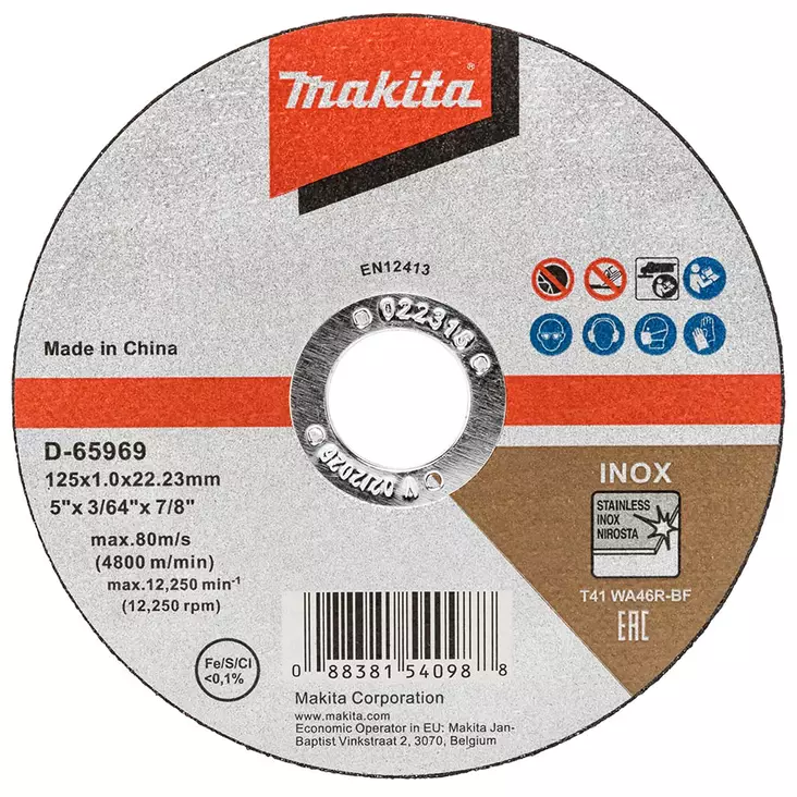 Makita inox katkaisulaikka 1,0x125mm - Kulmahiomakonelaikat 125mm - 088381540988 - 1