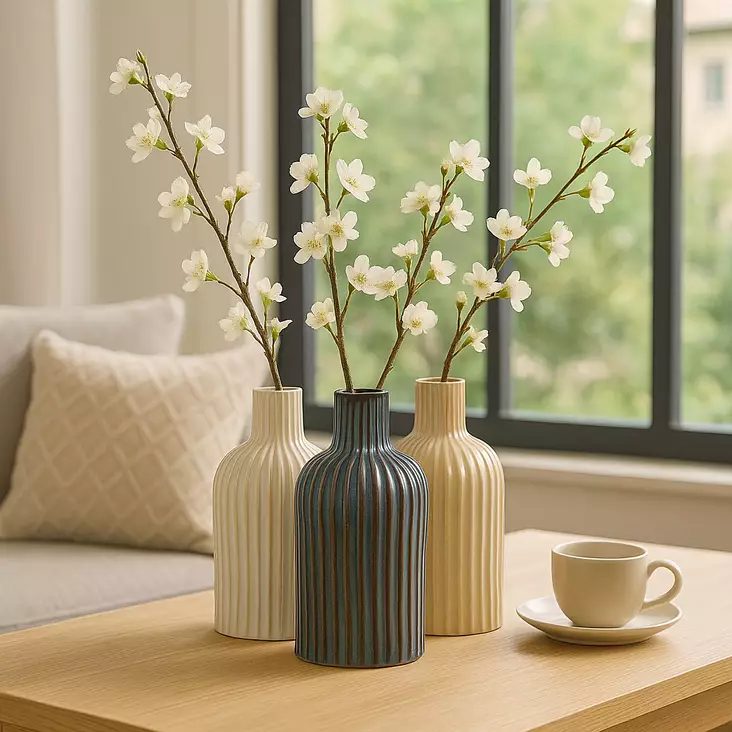 Raidallinen keramiikkamaljakko - Maljakot ja tarjottimet - 8720573615518 - 1