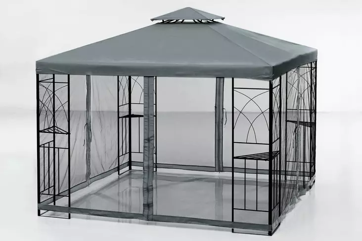 Paviljongin harmaa varakatto hyttysverkolla - Piharakennukset, kalusteet ja koristeet - 6438168093888 - 1