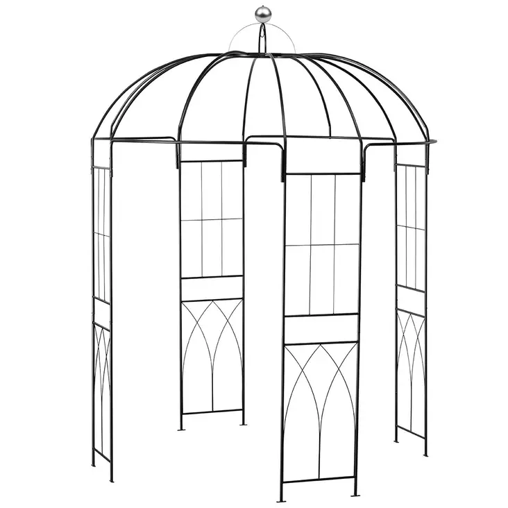 Metallinen pergola 211 cm musta teräsrunko - Paviljongit ja pergolat - 6410416539188 - 1