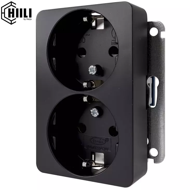 Pistorasia 2-osainen upotettava musta - Pistorasiat  - 6438140197108 - 1