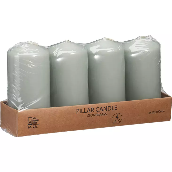 Vihreä pöytäkynttilä 5x10 cm 4 kpl pakkaus - Pöytäkynttilät - 8721037611398 - 1