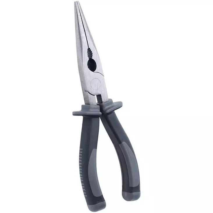 Pitkät kärkipihdit 190 mm musta harmaat, ergonomisella kahvalla ja kapealla kärjellä tarkkaan työskentelyyn - Linjapihdit ja kärkipihdit - 5714988037228 - 1