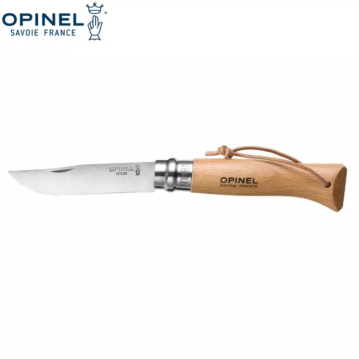 opinel taittopuukko no 8 ruostumaton teräs naturell - Retkipuukot ja retkikirveet - 3123840013218 - 1