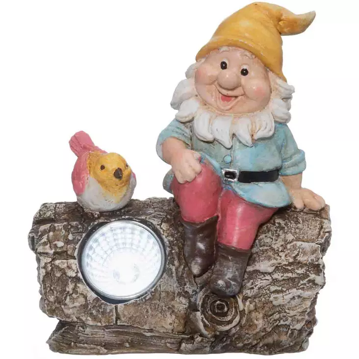 Aurinkokennotonttu kannolla ulos - Puutarhapatsaat - 6410416463438 - 1