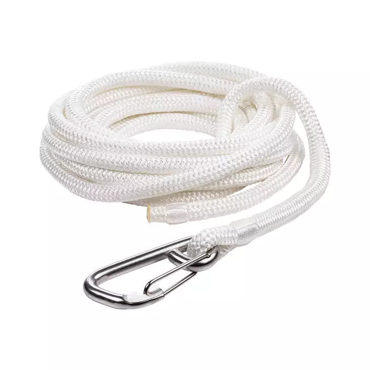 Qvarken Kiinnitysköysi Dockline karbiinihaalla 12mm 12m valkoinen - Veneen kiinnitysköydet ja kettingit - 6438235214758 - 1