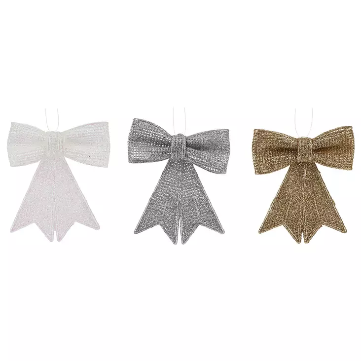 Glitteriset ripustettavat rusetit - Joulukoristeet - 8719987904288 - 1