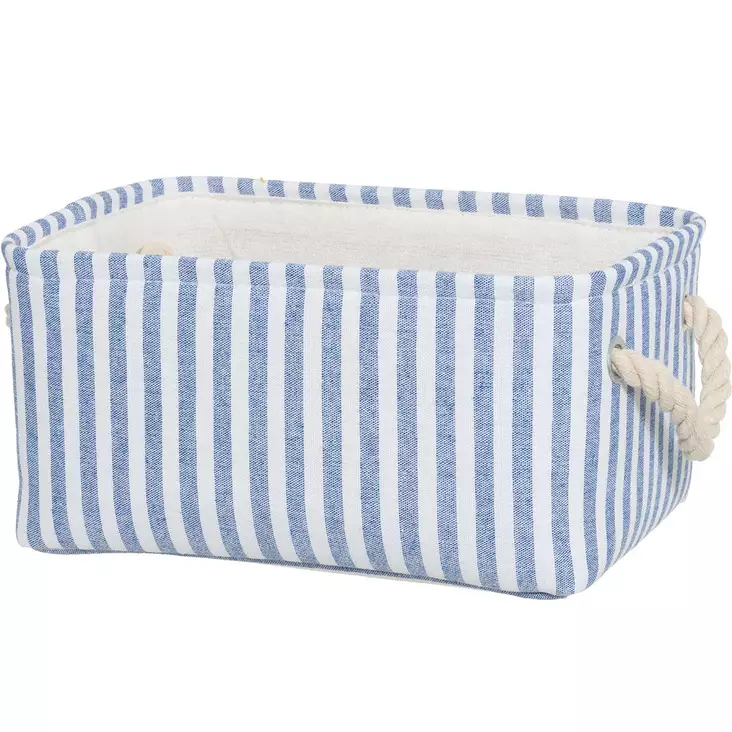 Sinivalkoraitainen säilytyskori, kangaskori seaside - Sisustuskorit - 6410416466408 - 1