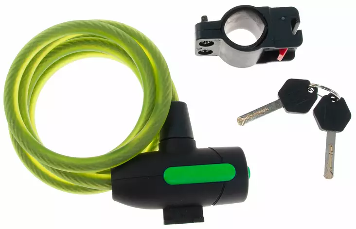 Spiraalilukko CAVO 10mm lime 150cm - Polkupyörän lukot ja soittokellot - 6438131048778 - 1