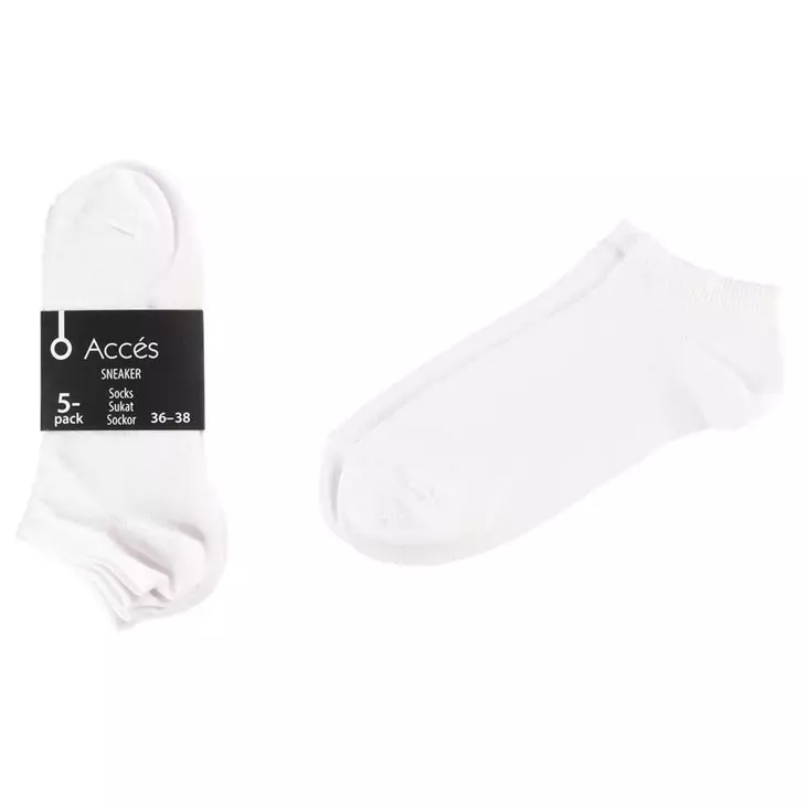Sukat sneaker basic 5 pack 36 41 valkoinen - Sukat ja vyöt - 6410416225838 - 1