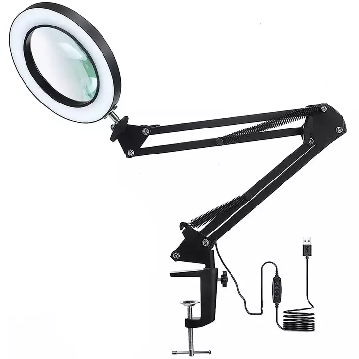 Led suurennuslasivalaisin usb pöytämalli musta - Suurennuslasit ja työkalupeilit - 6438168121048 - 1