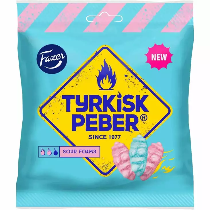 Tyrkisk peber sour foams makeispussi 150 g - Karkkipussit  - 6416453051188 - 1
