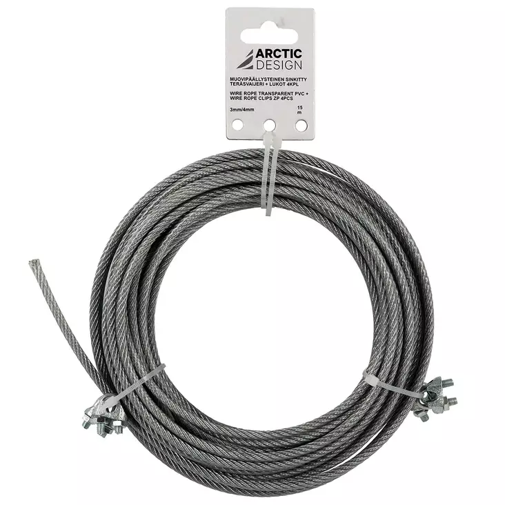 Muovipäällysteinen teräsvaijeri 3mm/4mm  - Vaijerit ja rautalangat - 6430022586208 - 1