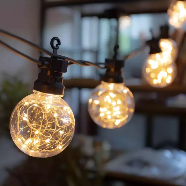 lämminvalkoinen led-pallovalosarja terassille tai puutarhaan - Valoketjut ulko- ja sisäkäyttöön - 6418536014158 - 1