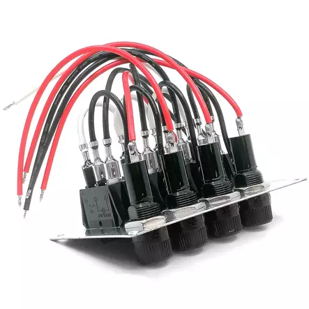 Kytkinpaneeli puunväri veneeseen 12v 24v - Veneen pistorasiat ja katkaisijat - 1800-0259 - 2